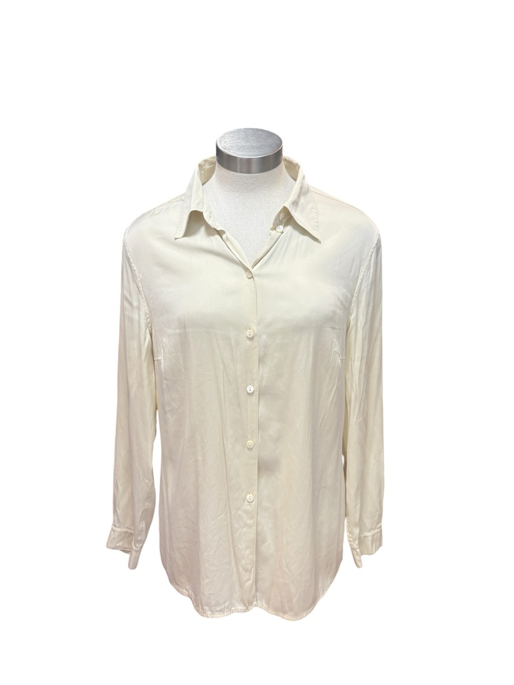 VTG Womens Blouse Mondi Cream Long Sleeve Shirt Silk Sz. EU 44 US 12